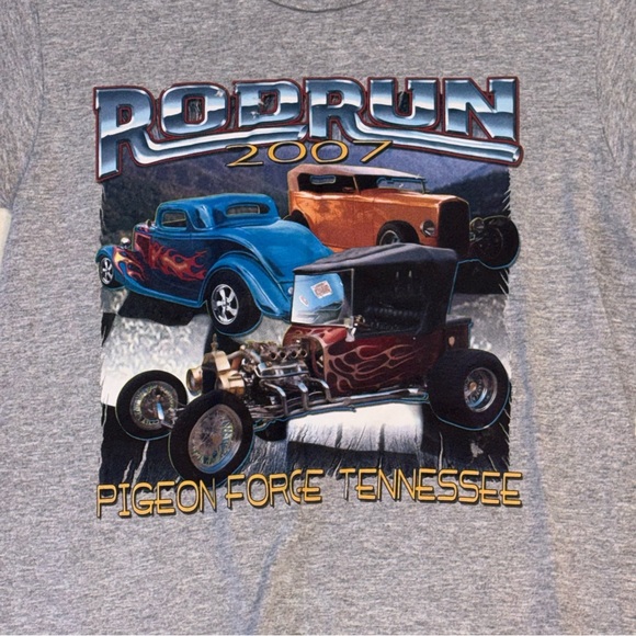 2007 Rod Run Pigeon Forge TN Car Show T-Shirt Hot Rod Size 14/16 Gray USA Youth - Picture 2 of 4
